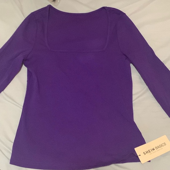 SHEIN BASICS Square Neck Form Fitted Tee - Picture 1 of 2